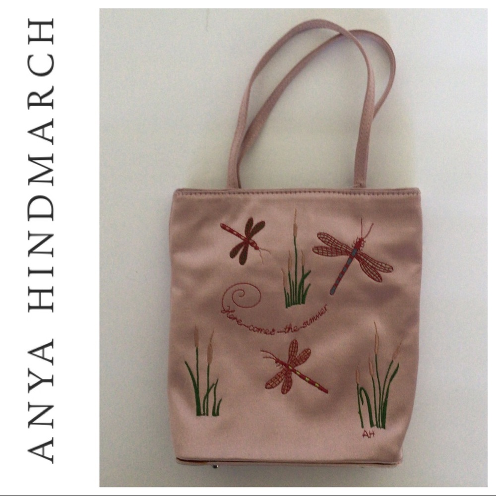 RARE ANYA HIMDMARCH PINK SATIN EMBROIDERED MINI HANDBAG - Picture 2 of 16